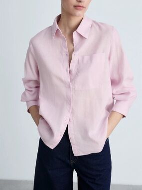 Mango Lilac Linen Shirt New